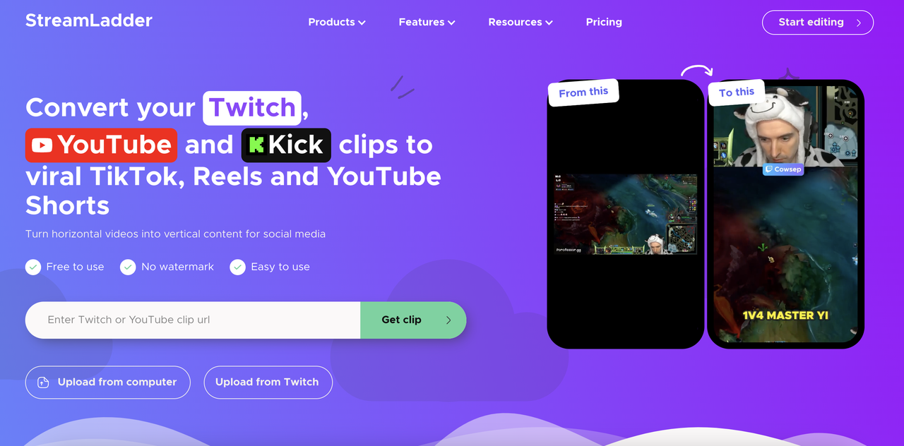 StreamLadder homepage