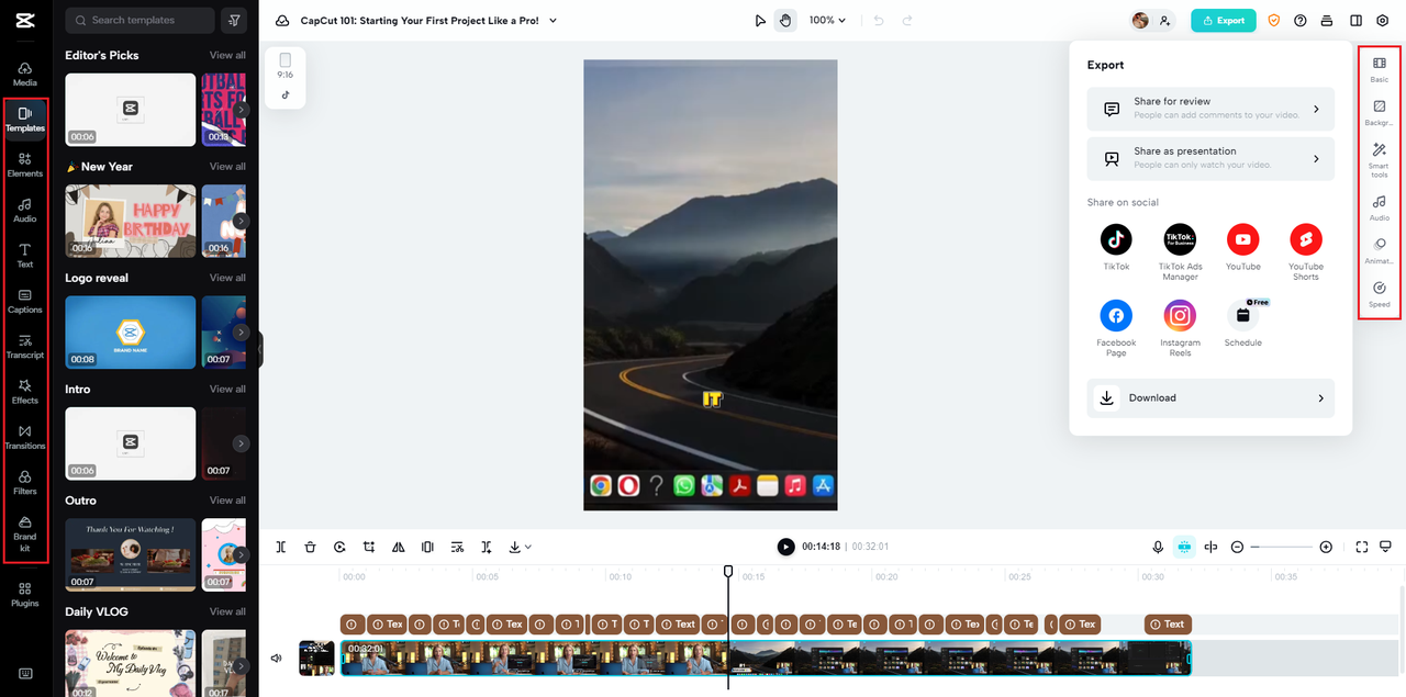social media export presets