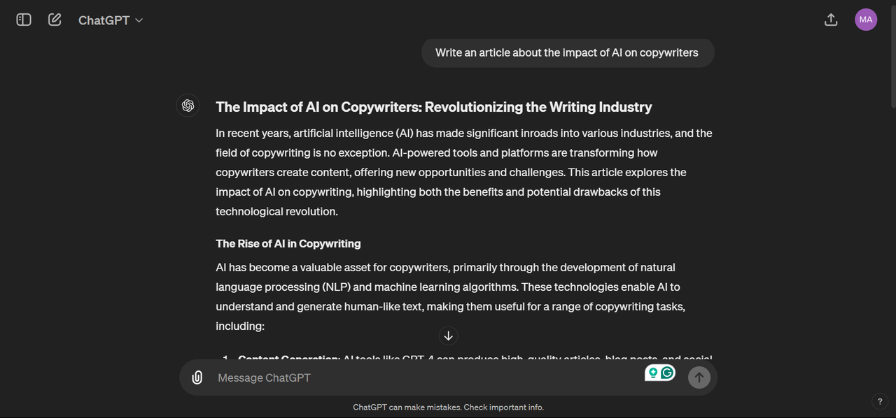 Creating rough outlines for blog posts with ChatGPT and copywriting
