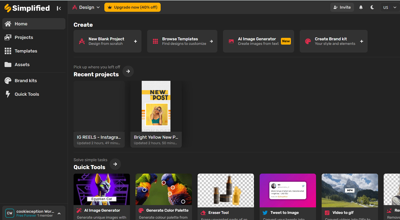 Simplified AI content generator interface showing various AI tools