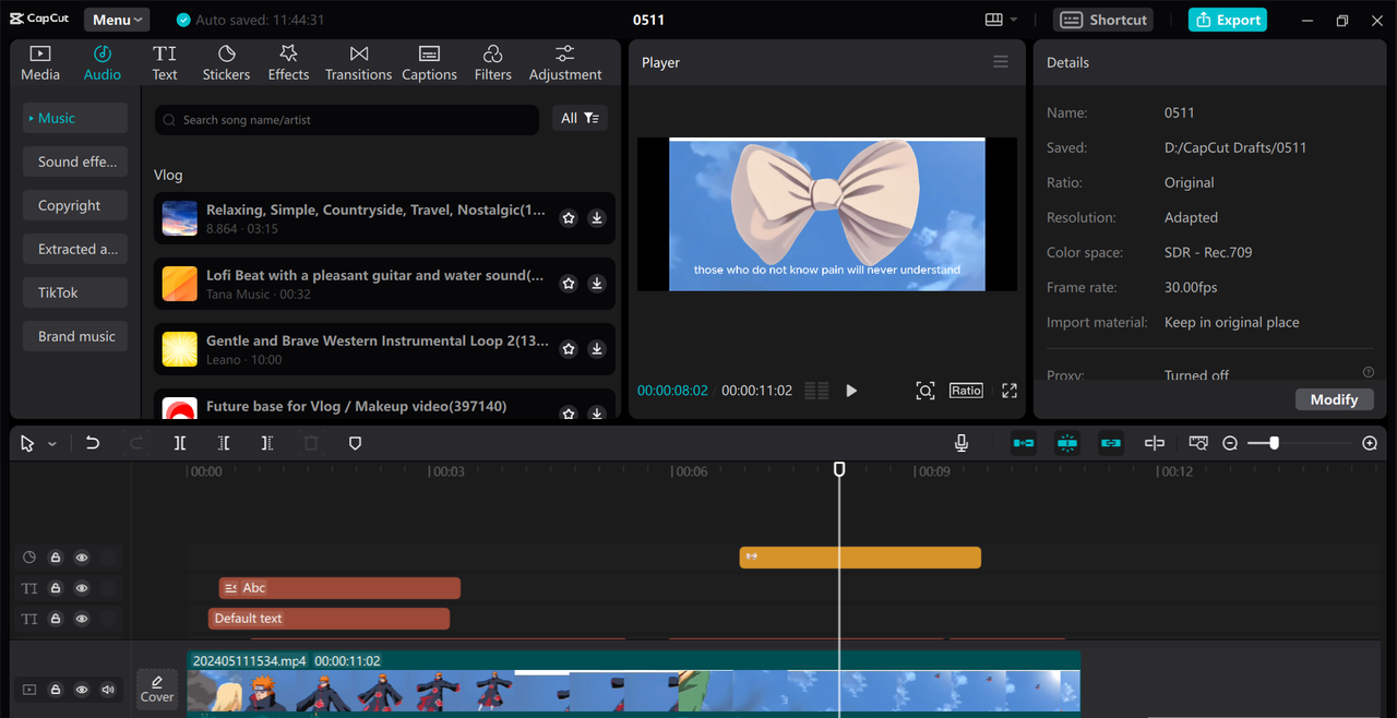 the interface of the CapCut desktop video editor showing the AI script writing feature