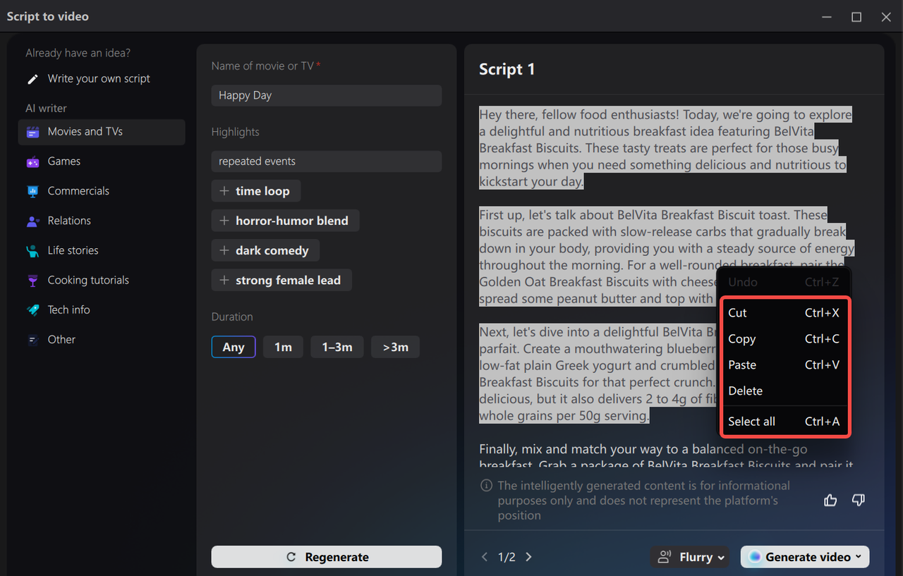 Copy a script in the CapCut desktop video editor 