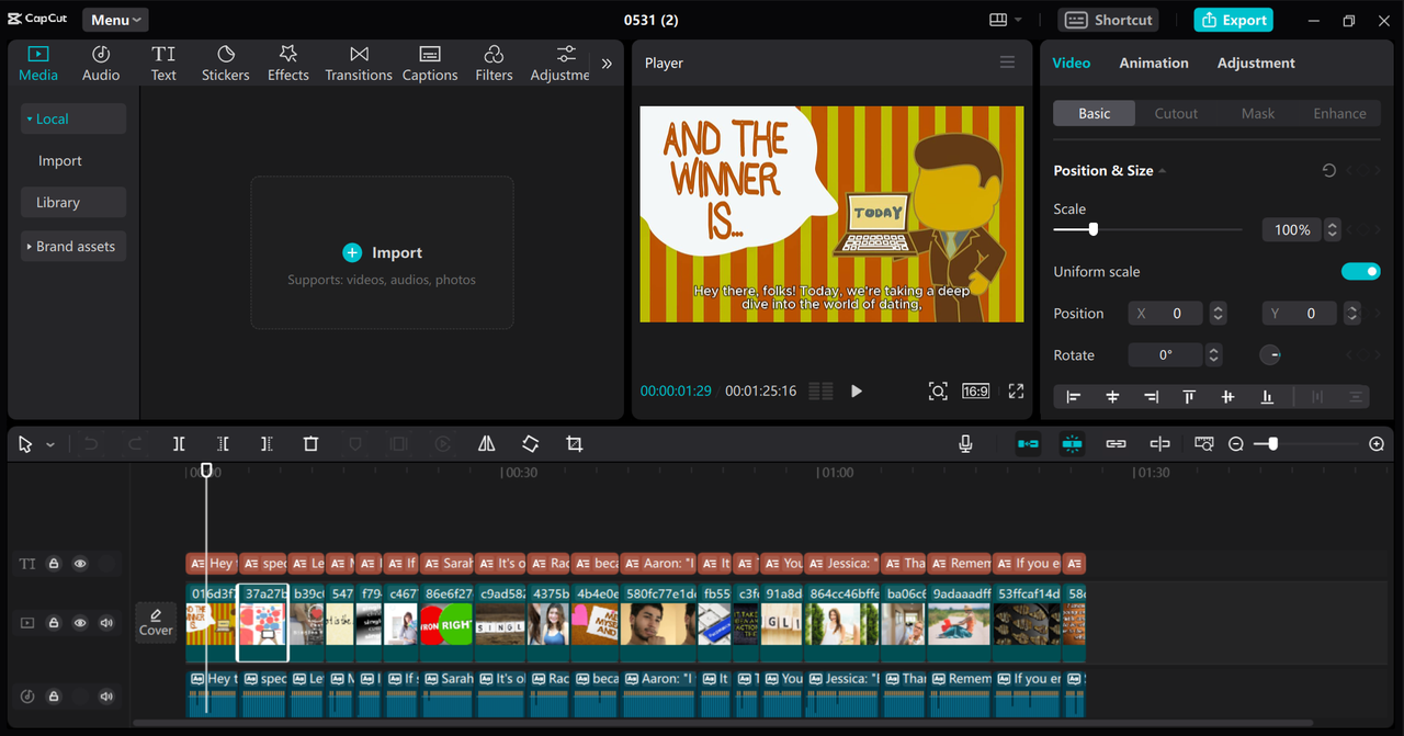 The interface of the CapCut desktop video editor showing AI-generated video editing tools