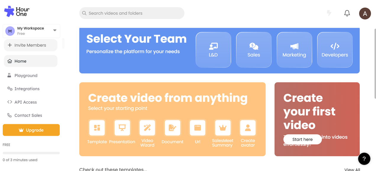 AI video generating interface of Hour One
