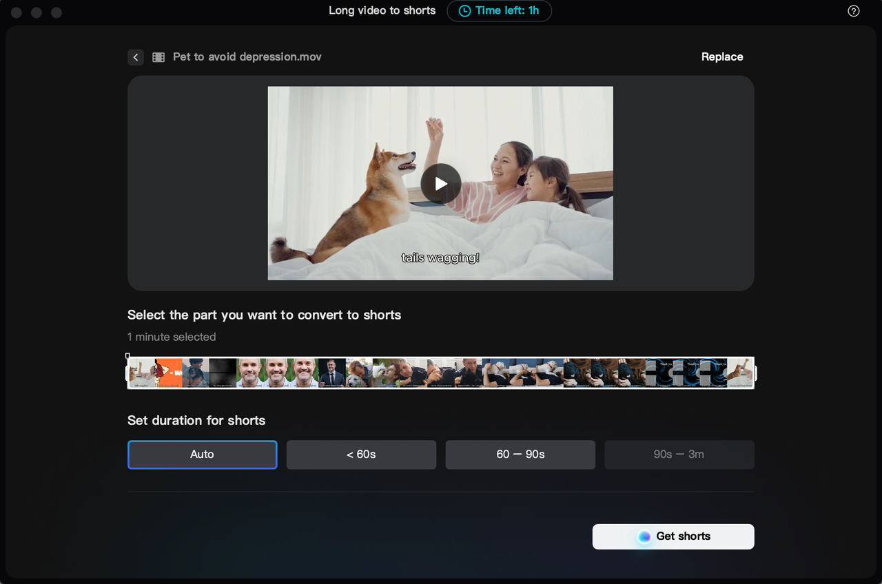 CapCut's long video to shorts feature