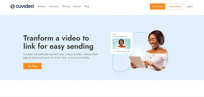 Covideo login interface - best link generator for YouTube