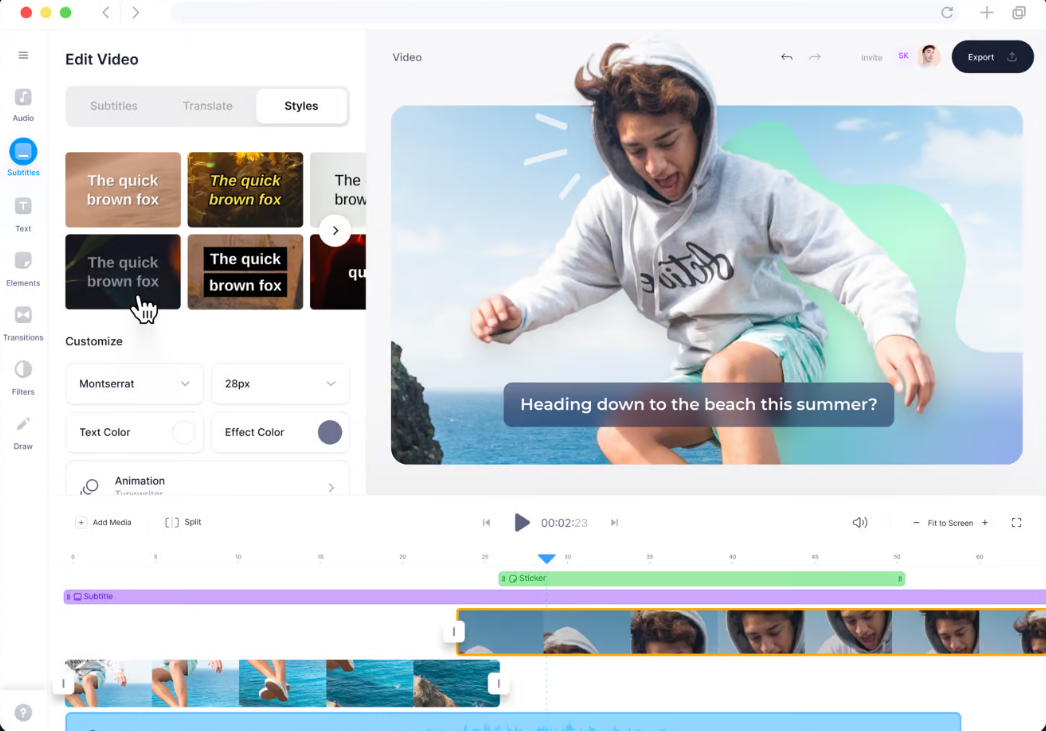 Editing short reels using Veed.io