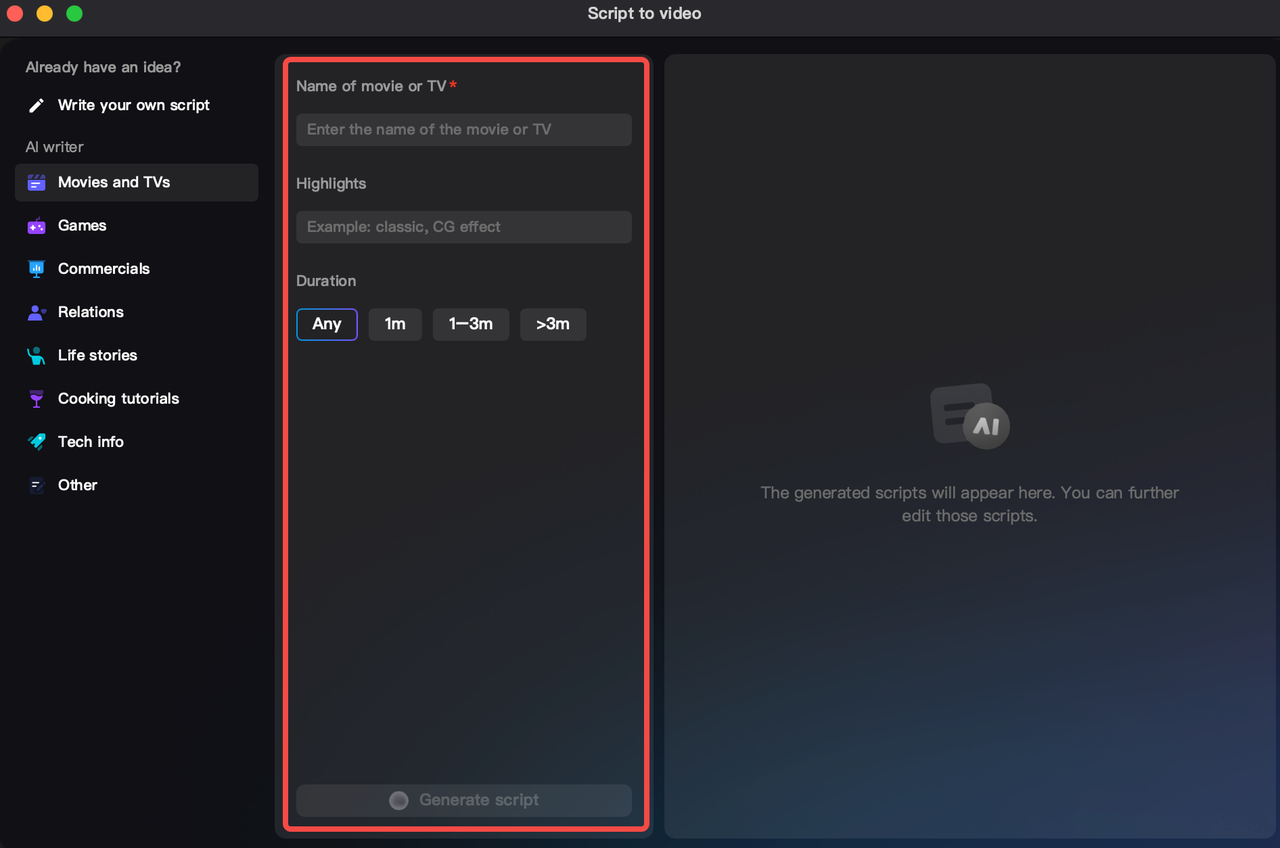 Using the AI to write the entire script with one of the best sites like Copy AI 
