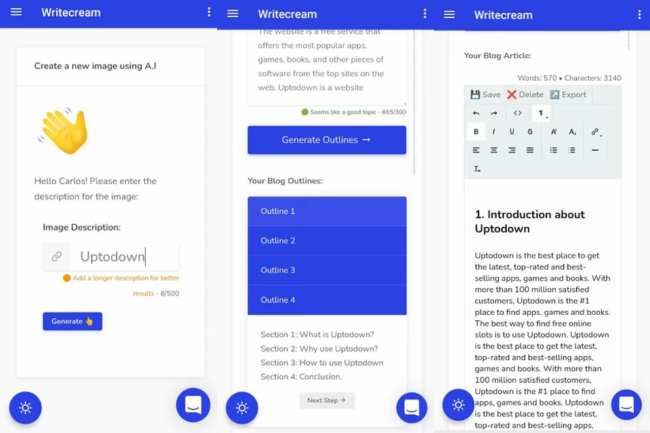 Writecream, a free Copy AI alternative