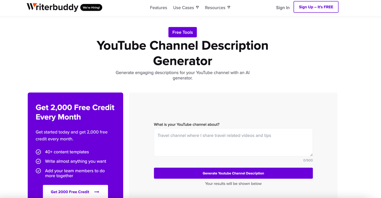 WriterBuddy interface