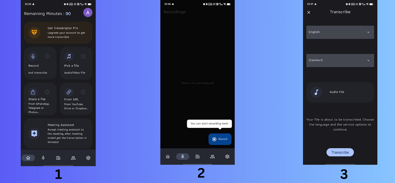 Voice to text at Transkriptor