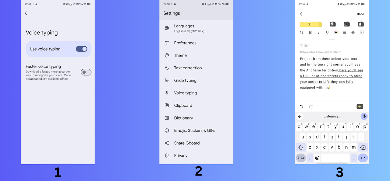 Voice to text at Gboard