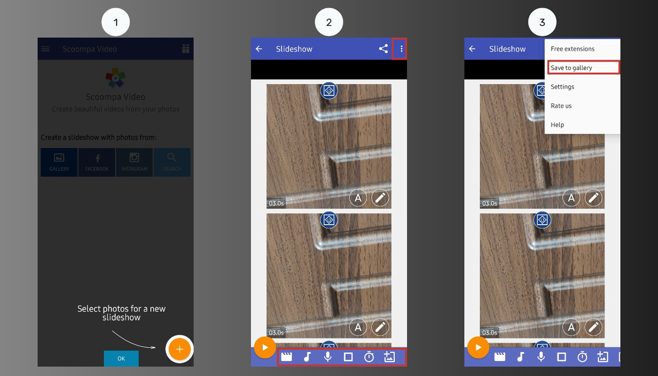 Creating slideshow using the Scoompa Video app