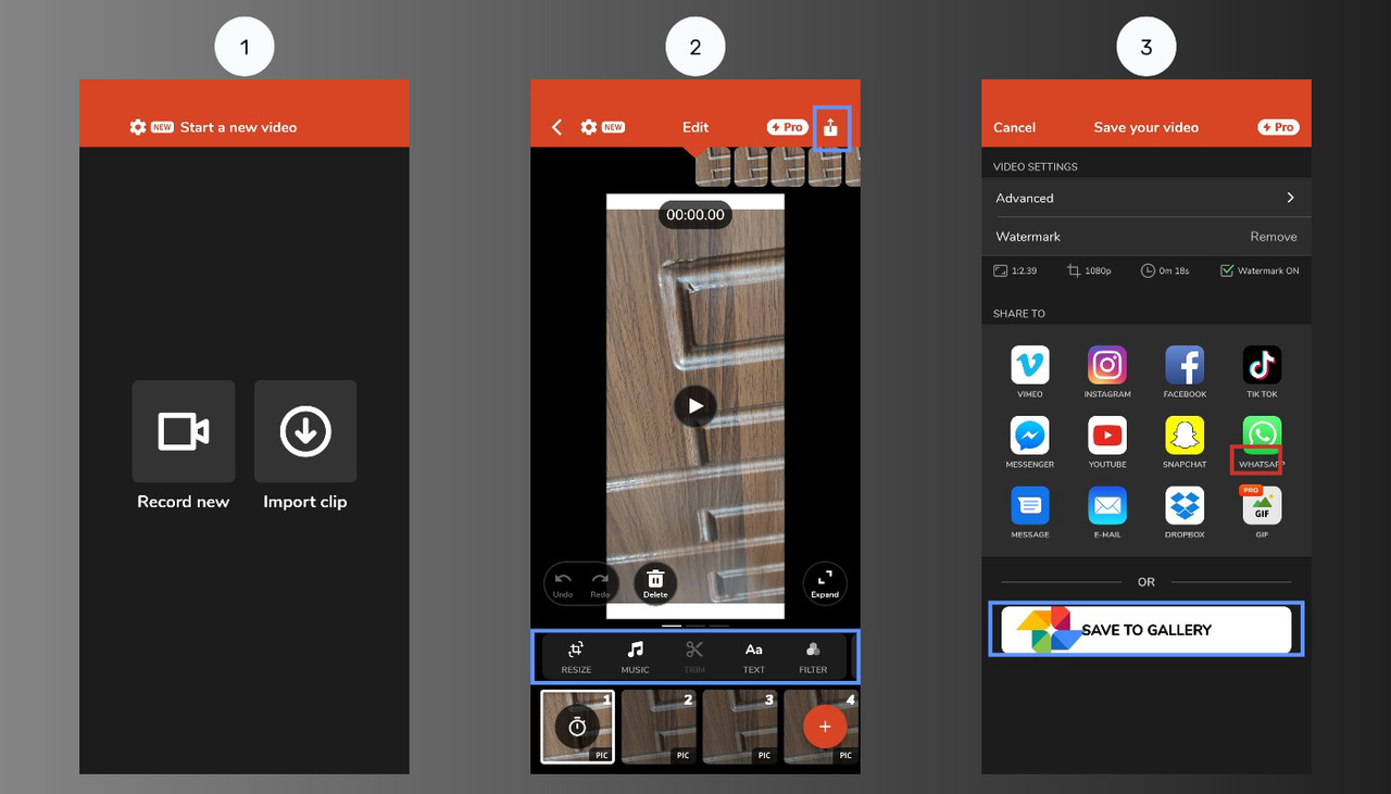 Creating slideshow in Videoshop editing app