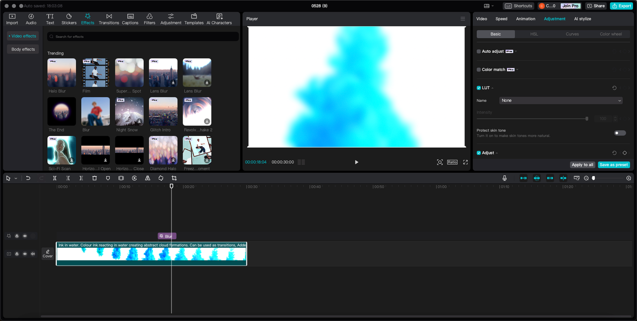 CapCut desktop interface