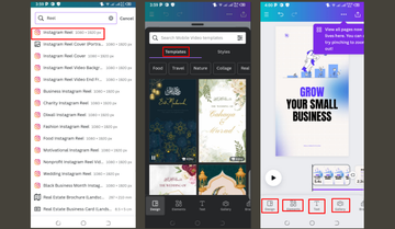 Pick a reel video template or make your own