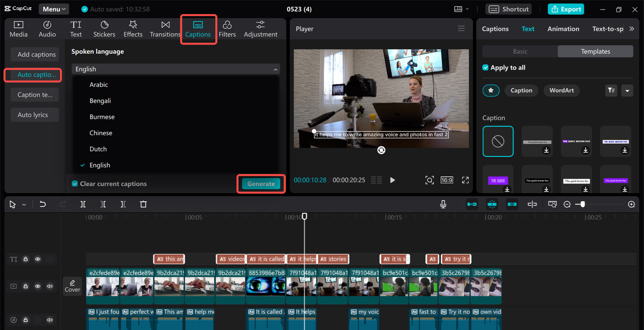 Transcribe video to text