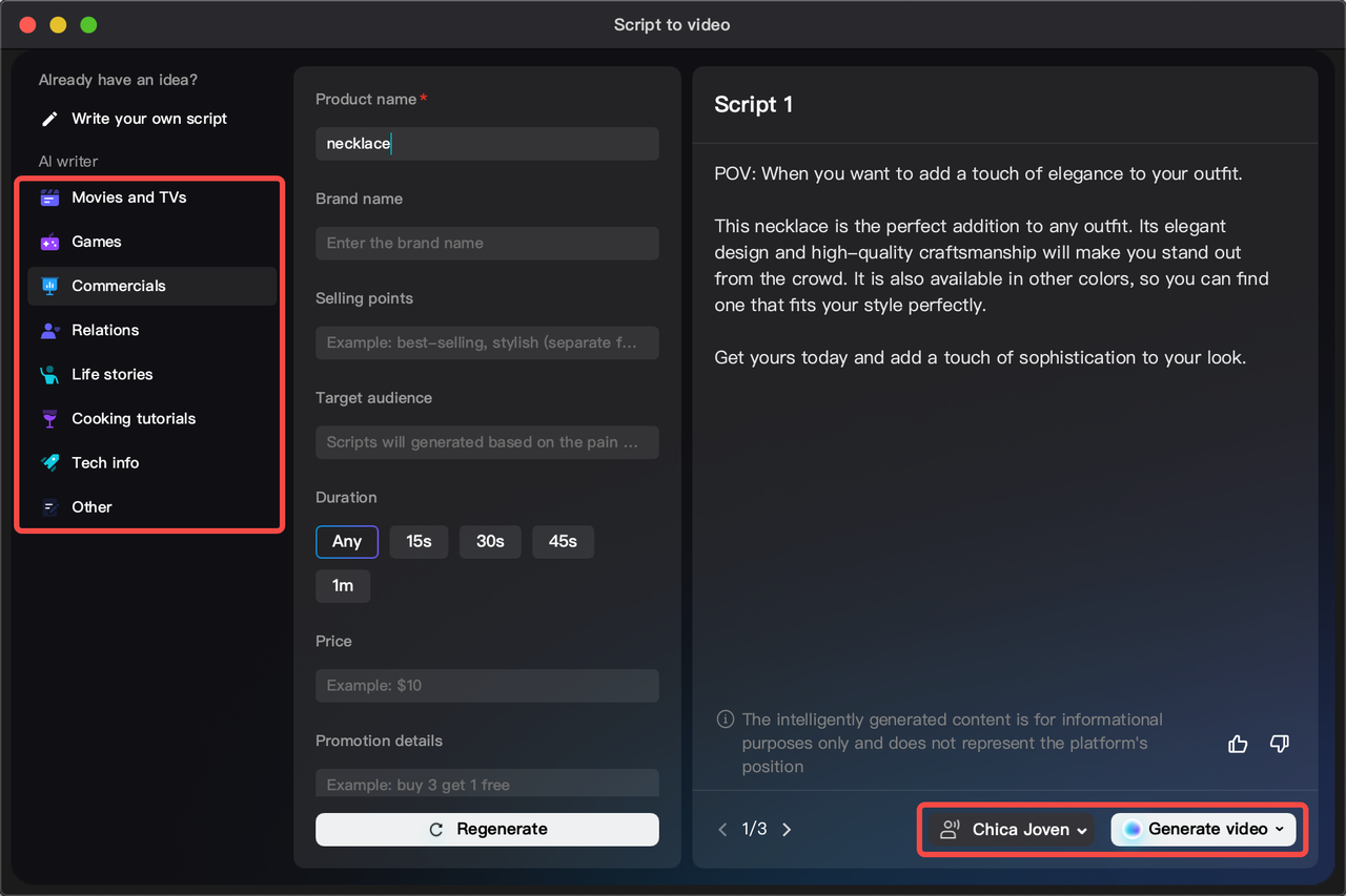 generate video scripts