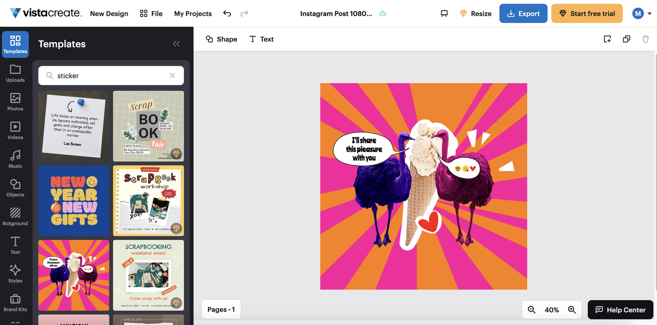 Vistacreate free AI design tool