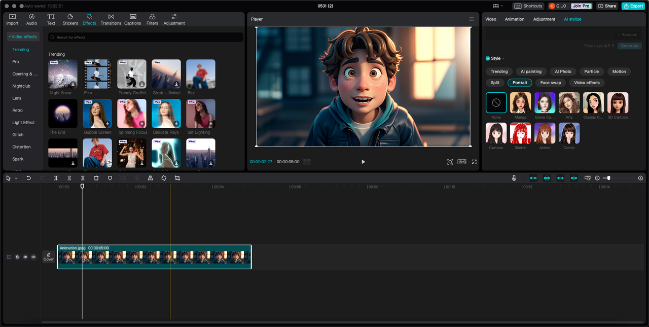 AI-powered CapCut video editor
