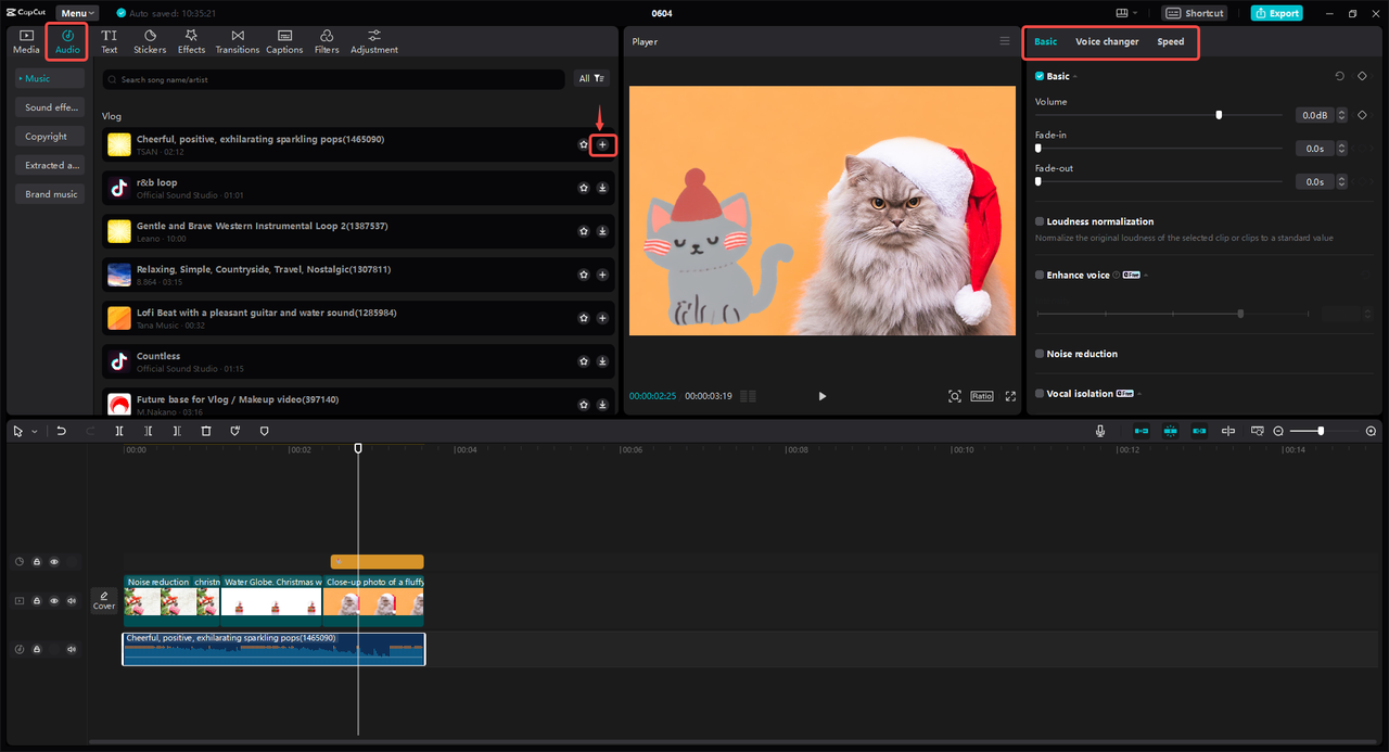 Add audio to the photo video
