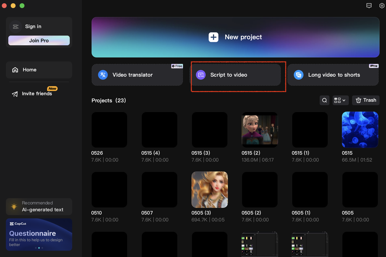 Click Script to video