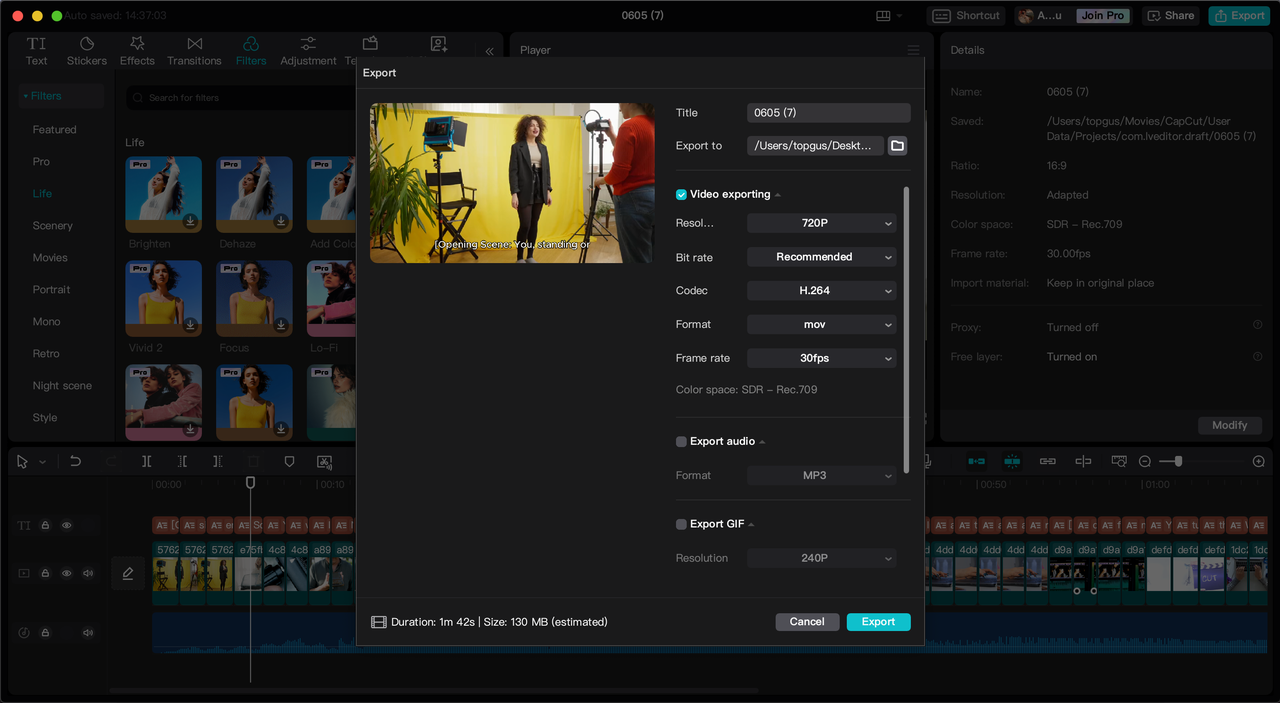 Export and share your video