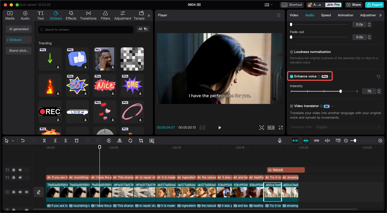 Enhance your video voice