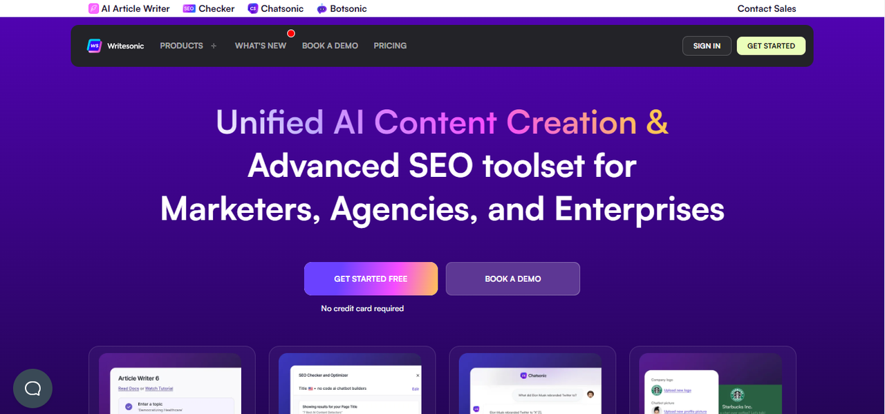 WriteSonic’s interface