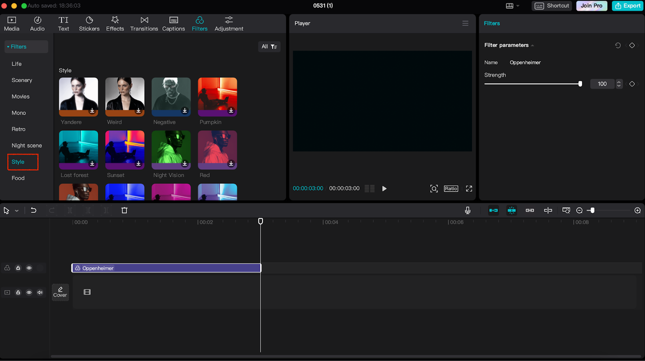 CapCut AI filter-Style effect
