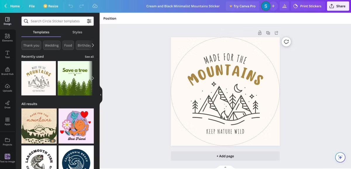 Customizing the sticker templates using Canva