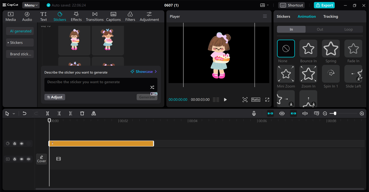 Generating Whatsapp video stickers using CapCut desktop video editor