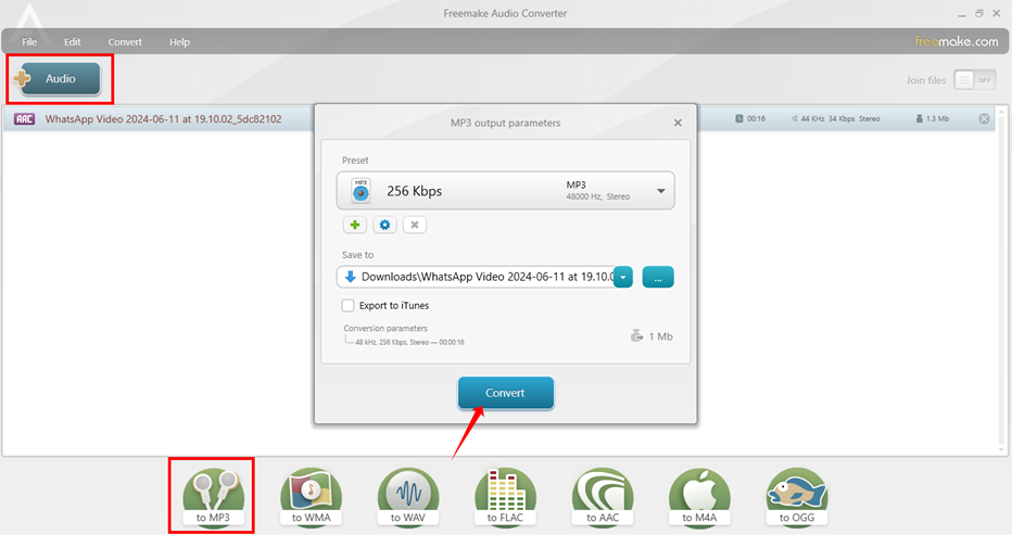 Video to MP3 conversion using Freemake music converter