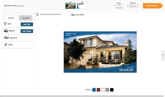 Easy to use editor interface of PsPrint - an online sticker maker free tool
