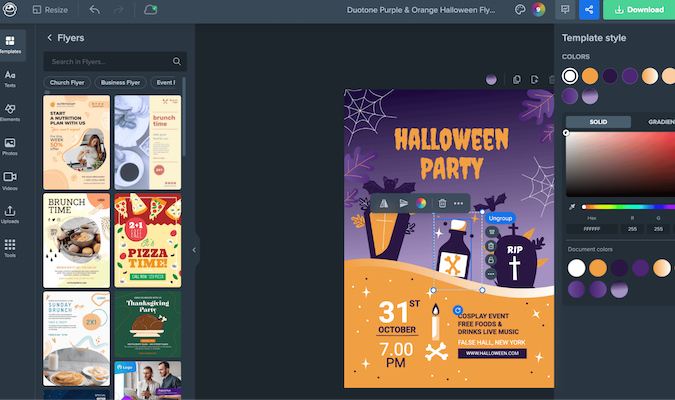 Wepik editor interface showing different templates - a popular online sticker maker free tool