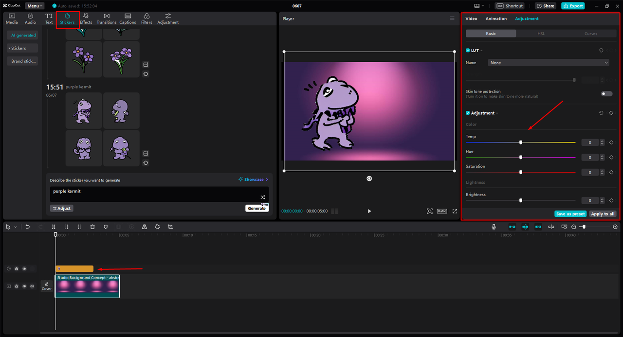 Video sticker customization with CapCut desktop video editor advanced tools