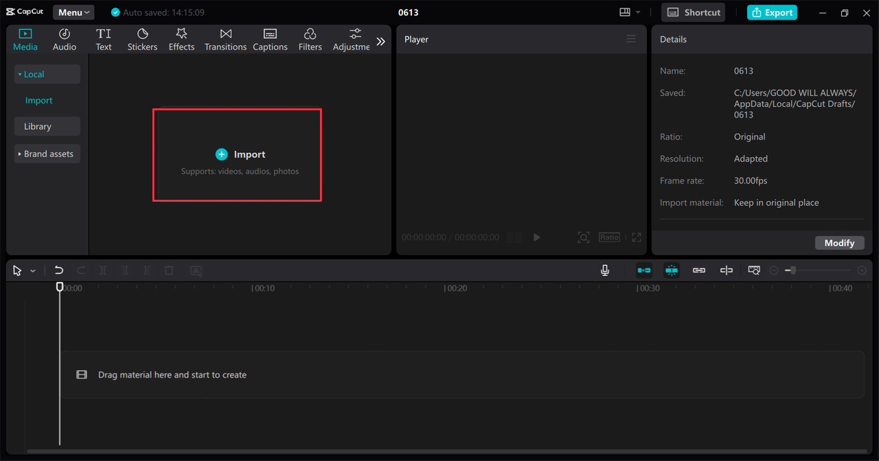Importing WAV files to CapCut desktop video editor