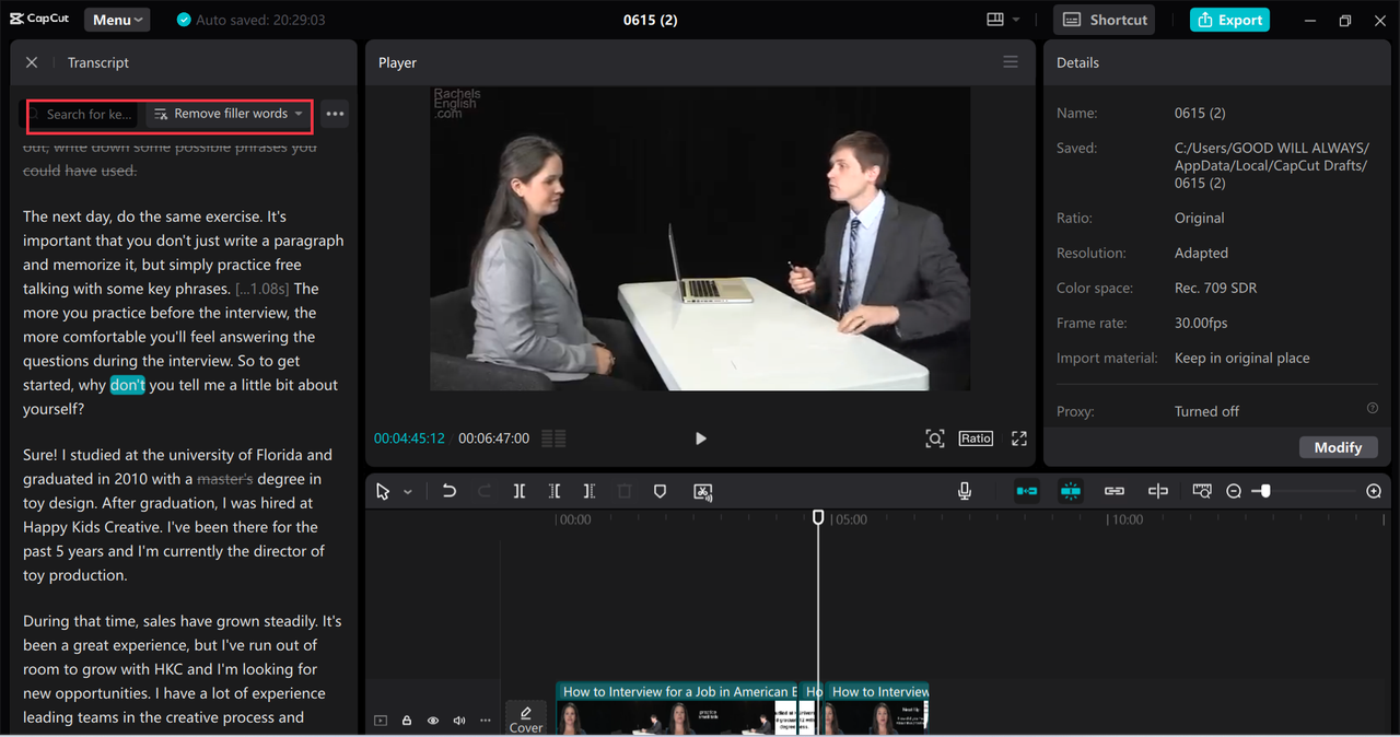 Employing text-based editing in the CapCut desktop video editor