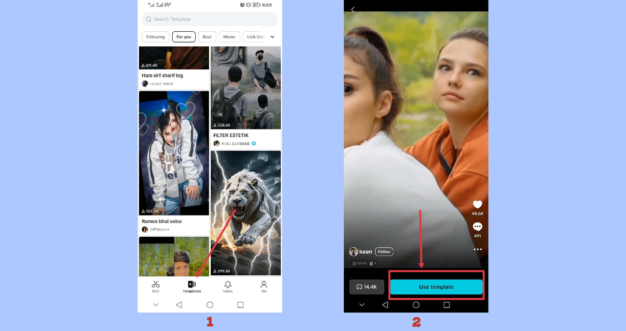 Using templates in CapCut App