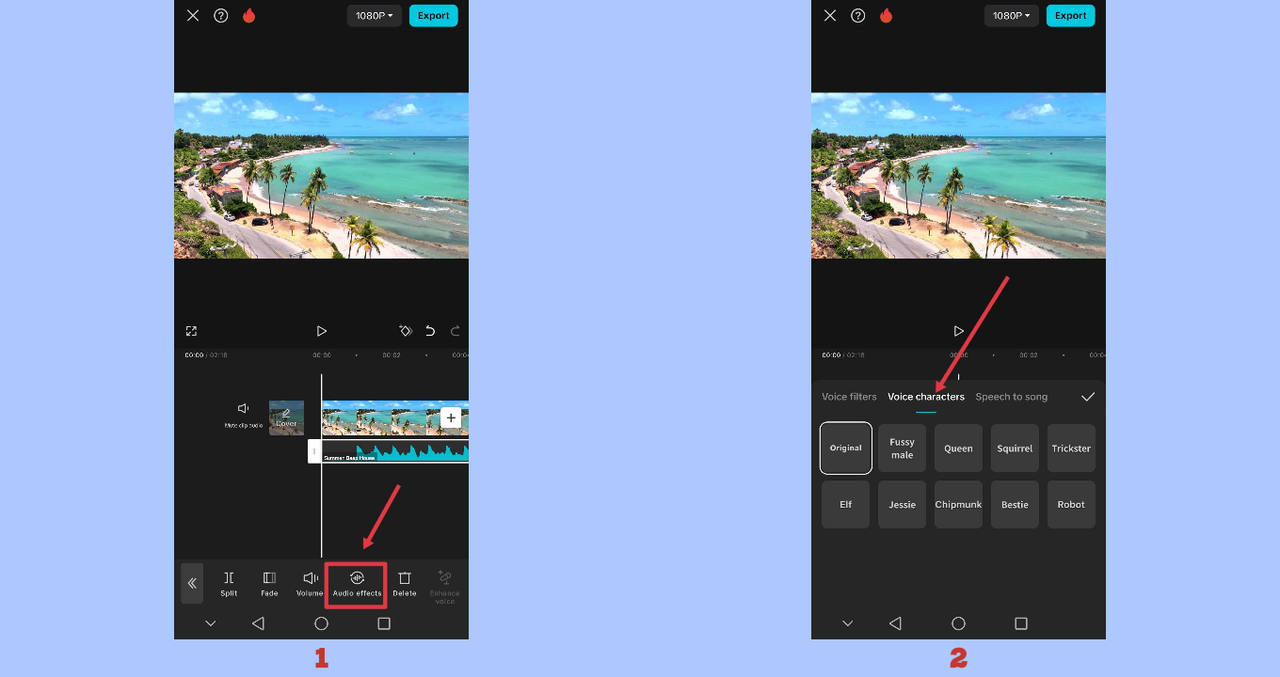 Voice filters in CapCut App
