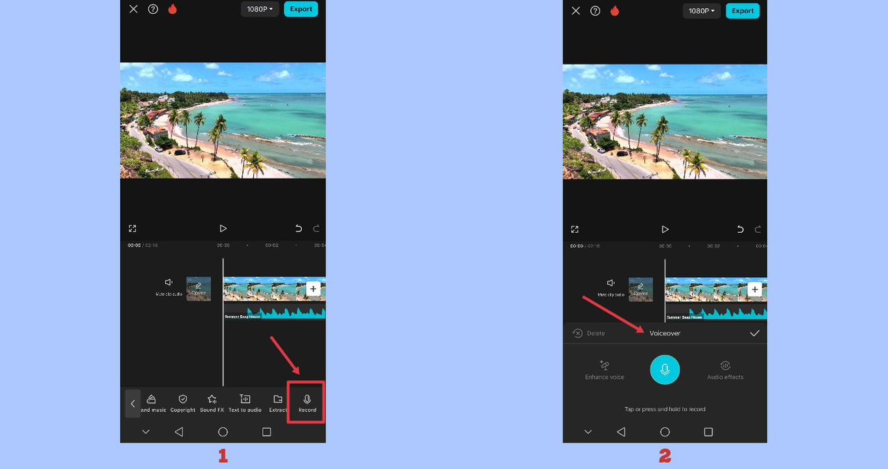 Voice recorder in CapCut App