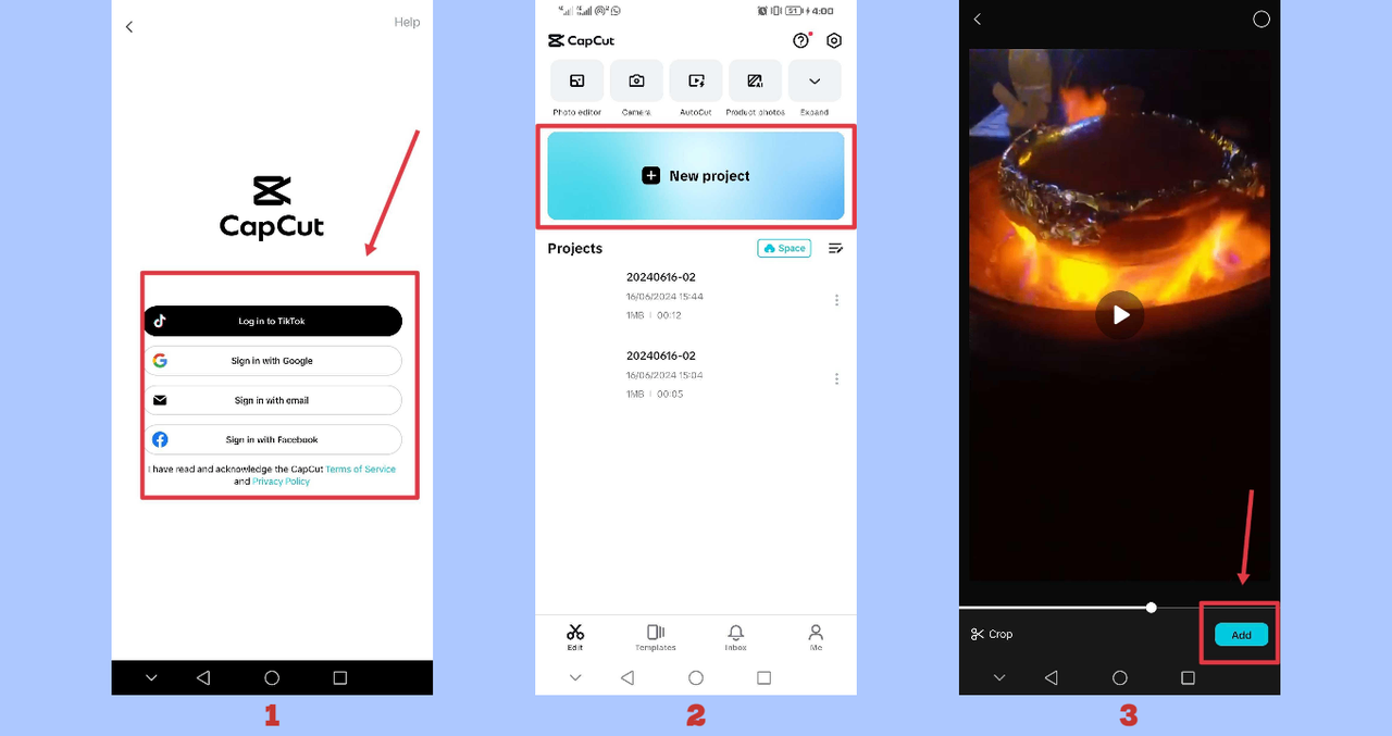 Importing new clip in CapCut App