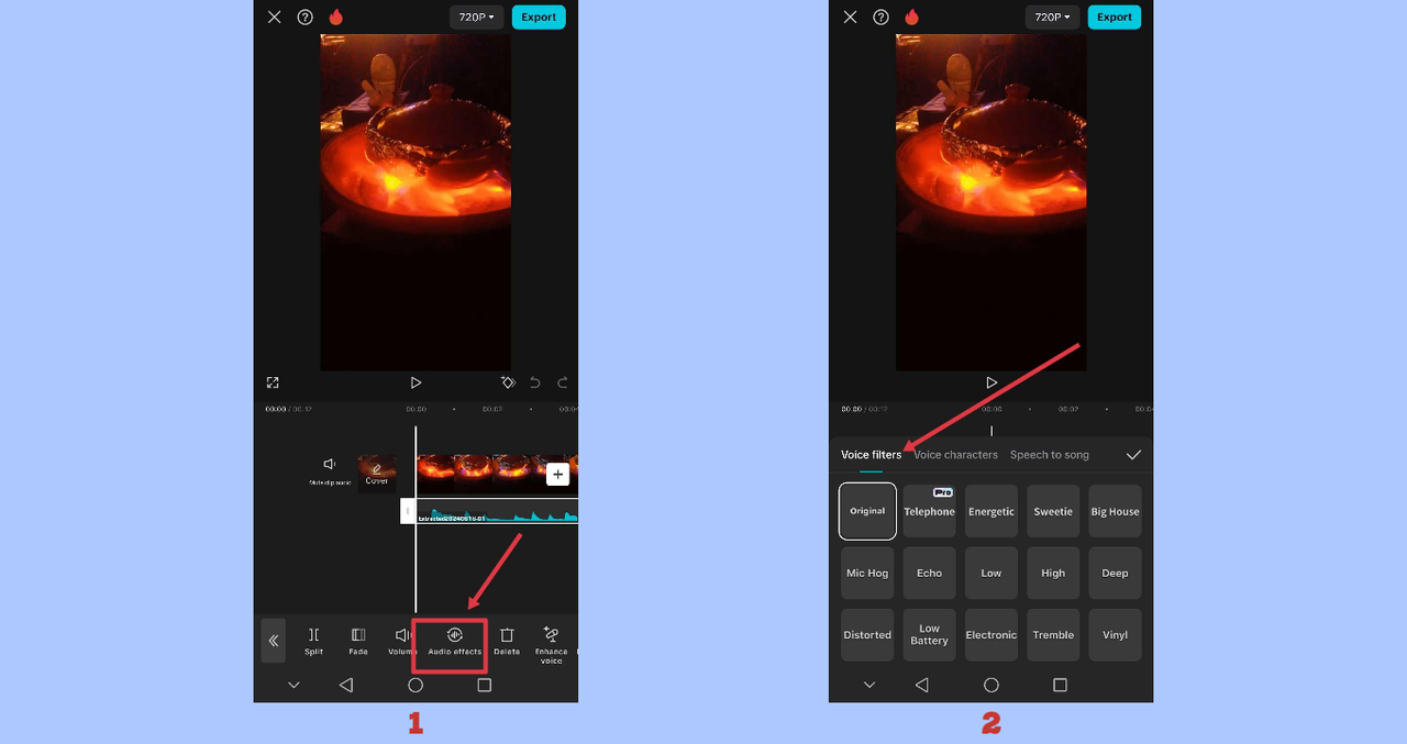 Audio effects in CapCut App