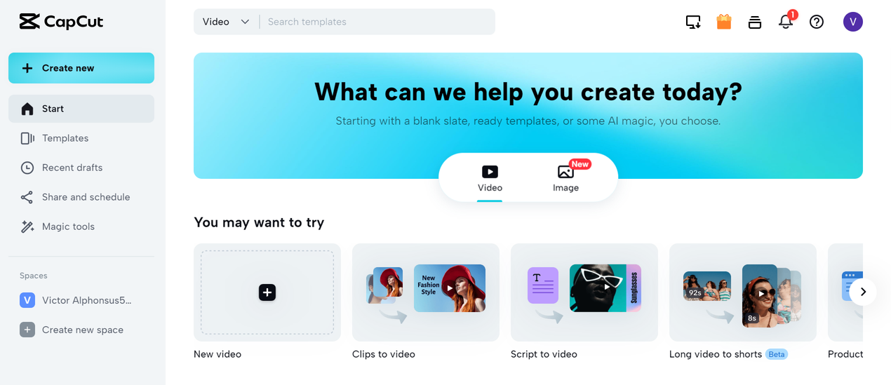 Image showing CapCut Online's home page