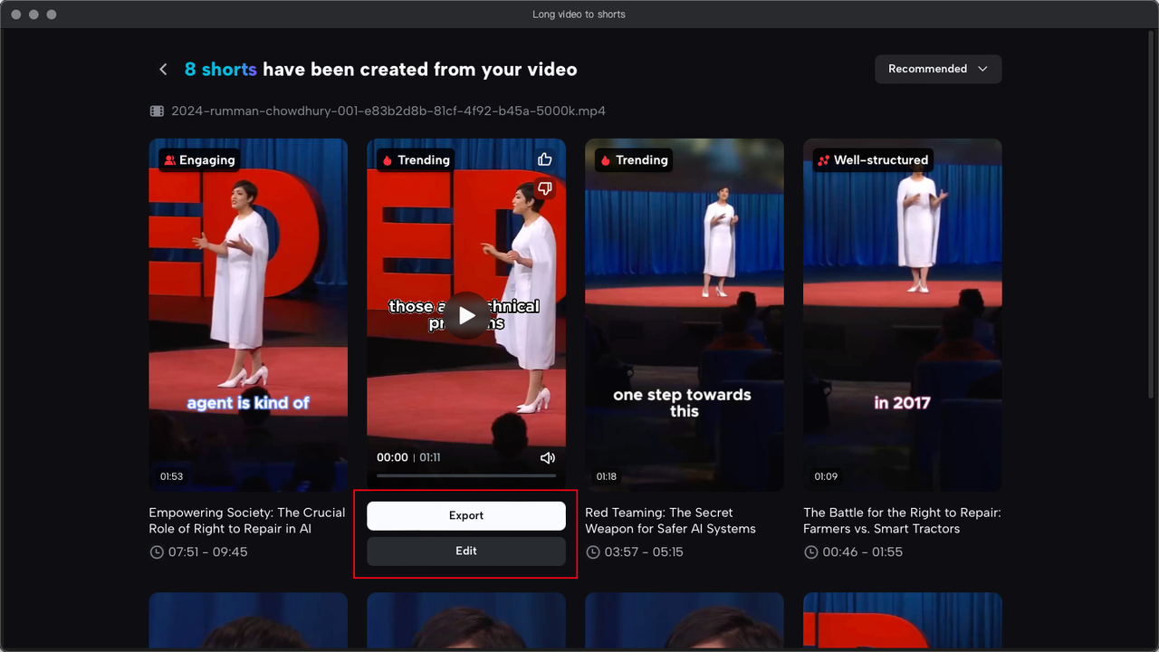 Long video to shorts in CapCut