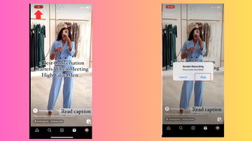 How to save Instagram reel to camera roll: Image showing how to stop recording on iPhone