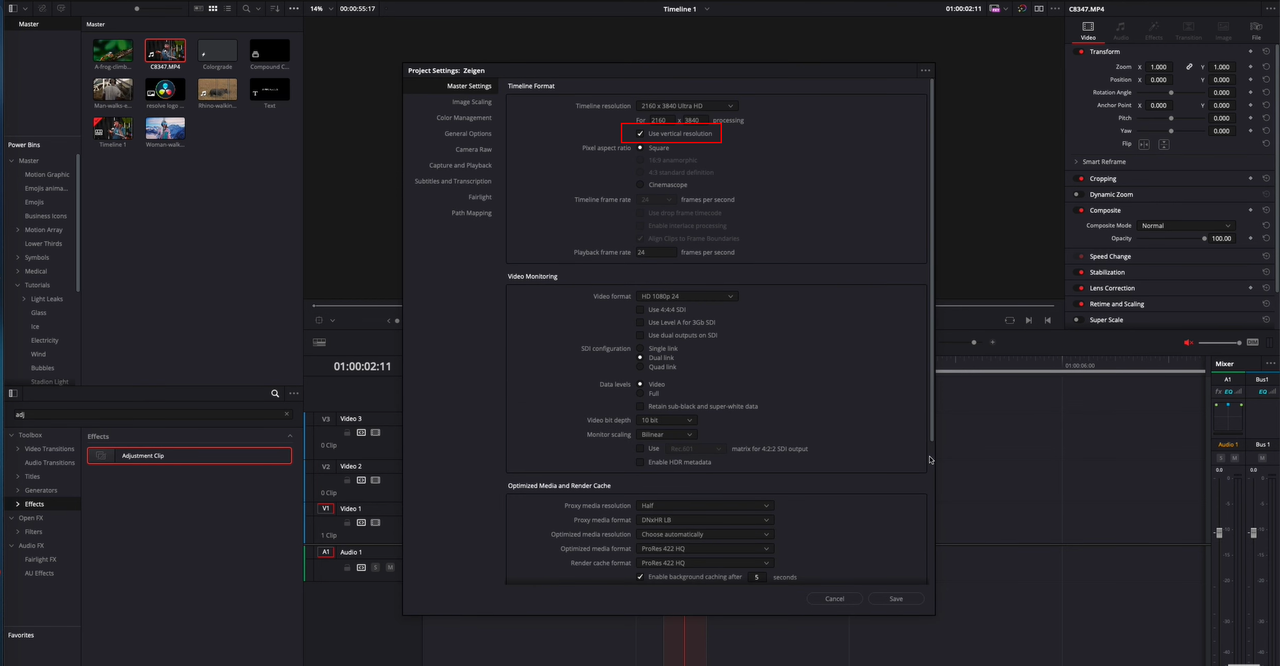 davinci resolve auto reframe