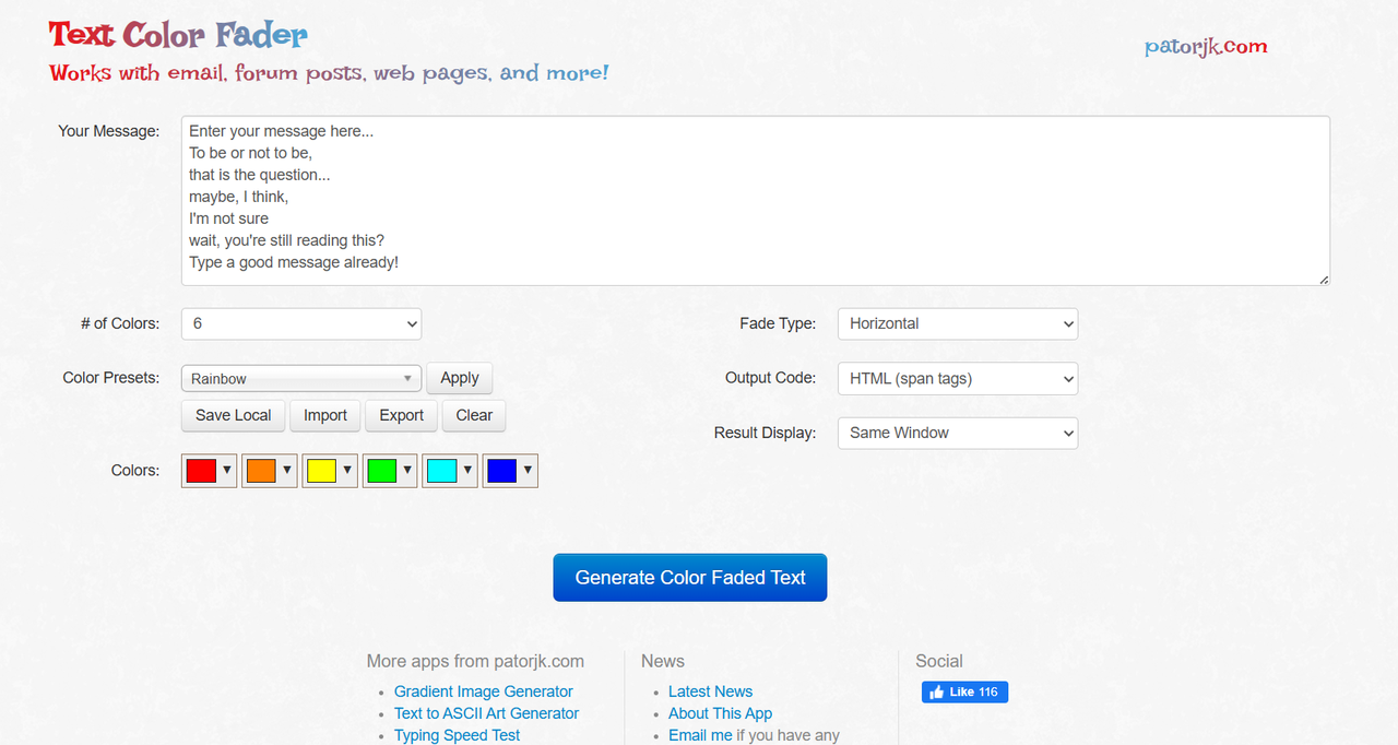 Patorjk font and color generator