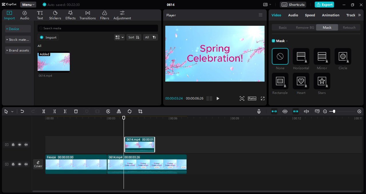 CapCut desktop video editor interface showing the process of deleting text from video