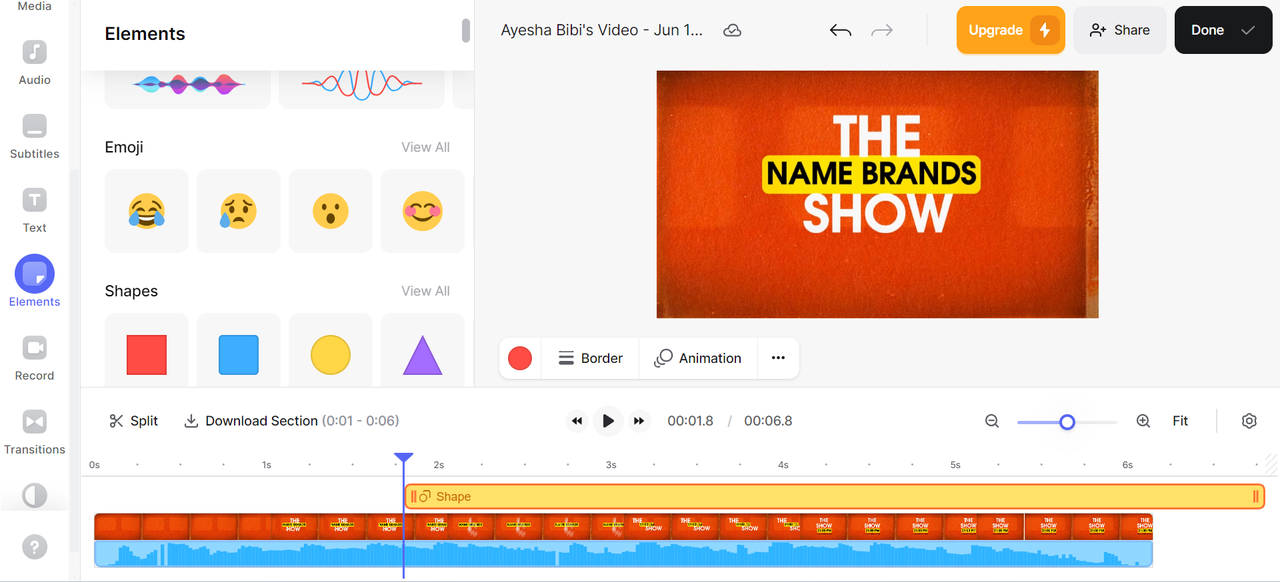 Removing text from a video using VEED.io